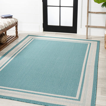 James Modern Border Stripe Indoor/outdoor Area Rug